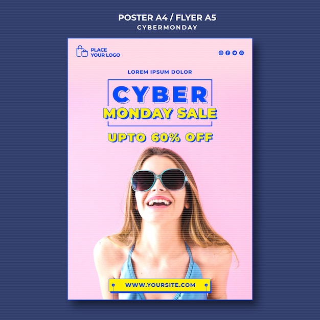 Vertical Poster Template for Cyber Monday Shopping – Download Free Stock Photo