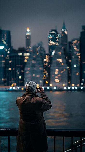 Elderly Man Capturing Urban Skyline – Free Stock Photo for Download