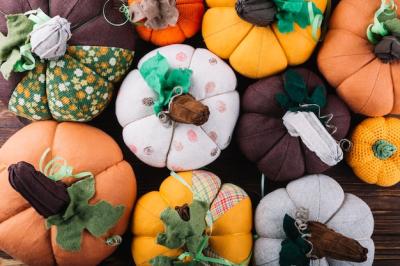 Fabric Pumpkins on Table – Free Download