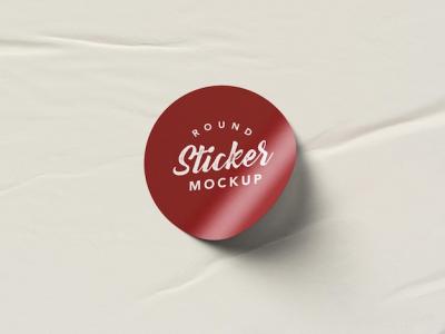 Wrinkled Round Sticker Mockup – Free Download