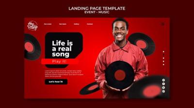 Realistic Music Event Landing Page Template – Free Download