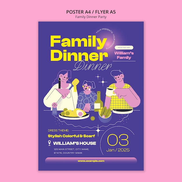 Family Dinner Party Poster Template – Free Download