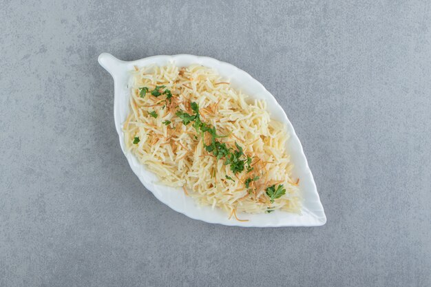 Pasta with Chopped Parsley on a Leaf-Shaped Plate – Free Stock Photo, Download Free