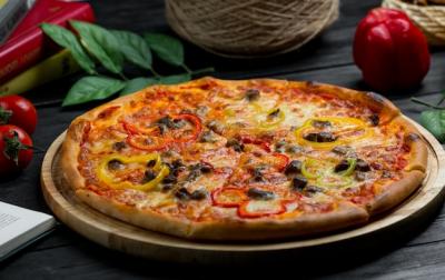 Delicious Full Tomato Sauce Pizza with Black Olive Rolls – Free Download