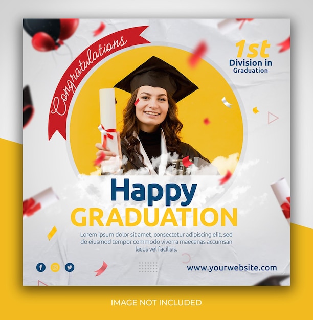 Happy Graduation and Education Social Media Post or Banner Flyer Design Template – Free Download