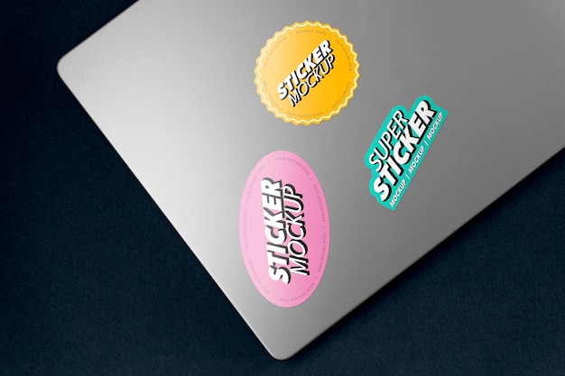 Sicker Mock-Up on Laptop Device – Free Stock Photo, Download Free