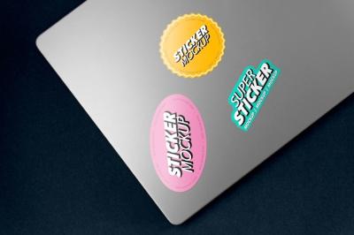 Sicker Mock-Up on Laptop Device – Free Stock Photo, Download Free