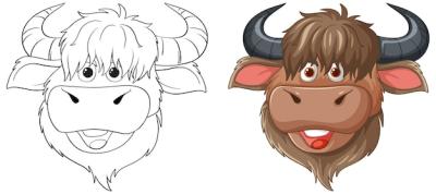 Happy Cartoon Yak Faces – Download Free Stock Photos