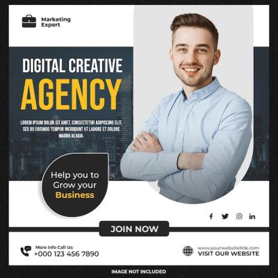 Digital Marketing Agency and Corporate Social Media Post Template – Free Download