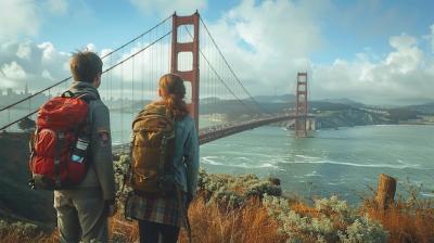 Family Exploring the Iconic Golden Gate Bridge in San Francisco – Free Download