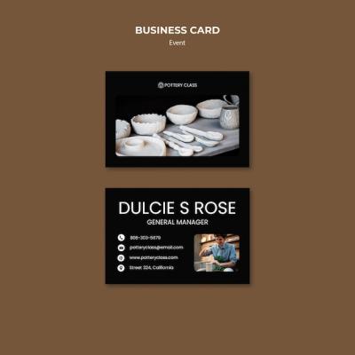 Pottery Class Business Card in Flat Design – Free Download