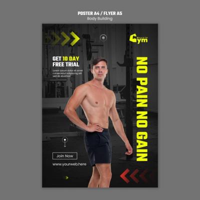 Gradient Body Building Training Poster Template – Free Download