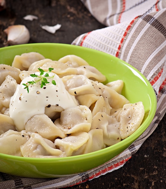 Meat Dumplings – Russian Boiled Pelmeni on a Plate for Free Download