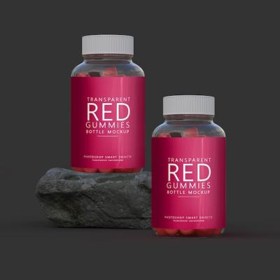 Red Color Gummy Bottle Branding Label Mockup – Free Download