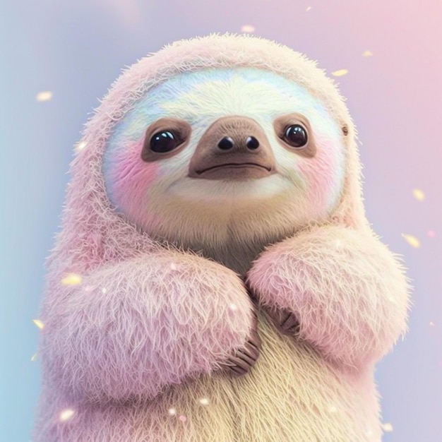 Adorable Chubby Sloth in Neutral Colors – Free Download