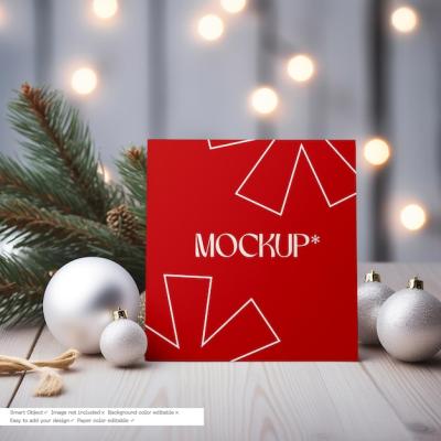 Christmas Square Card Mockup – Free to Download