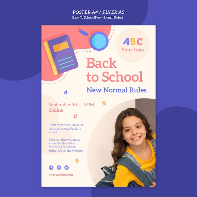 Back to School Poster Template – Download Free Stock Photo