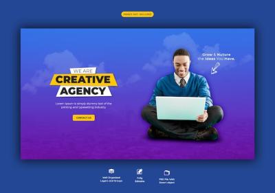 Creative Web Banner Template for Business Promotion – Free Download