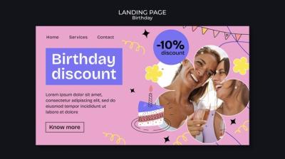 Flat Design Birthday Celebration Landing Page – Free Download