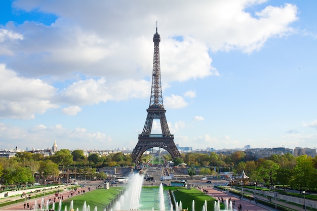 Eiffel Tower and Trocadero Fountains in Paris, France – Free Stock Photo Download