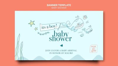 Baby Shower Celebration Banner Template for Free Download