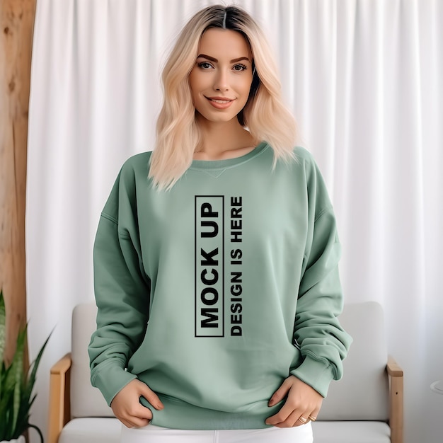 Women T-Shirt and Sweatshirt Mockups in Green – Free Download for Stock Photos