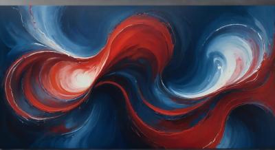 A Painting of a Red and Blue Abstract Wave – Free Download