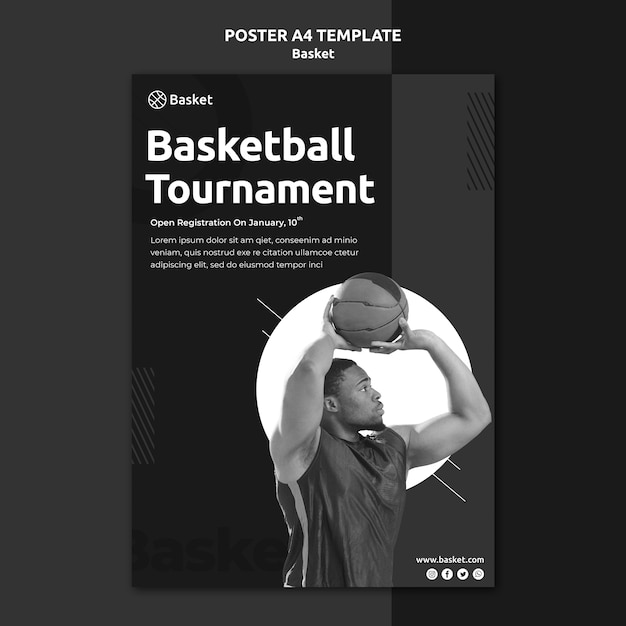 Black and White Poster Featuring Male Basketball Athlete – Free Download