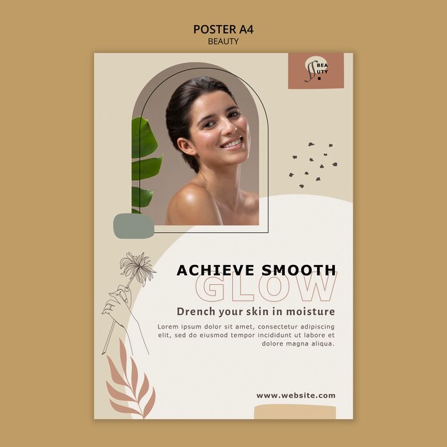 Beauty Poster Template – Flat Design PSD for Free Download