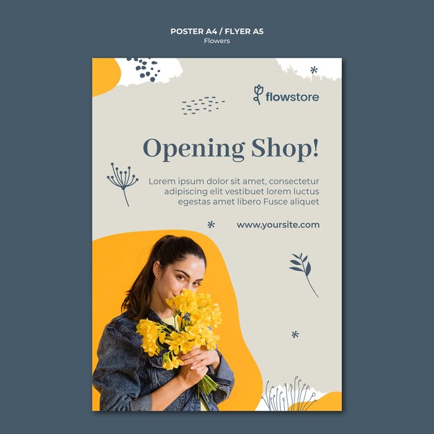 Flower Shop Poster Template for Your Opening Soon Announcement – Free Download