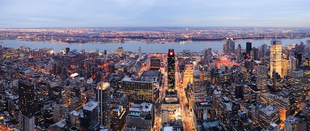 Manhattan Skyline Aerial View at Dusk – Free Download