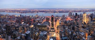 Manhattan Skyline Aerial View at Dusk – Free Download