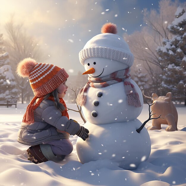 Children Creating Snowmen and Playing in the Snow – Free Download