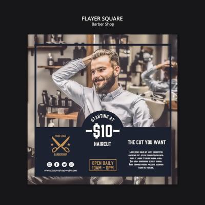 Barber Shop Square Flyer Template – Free Download