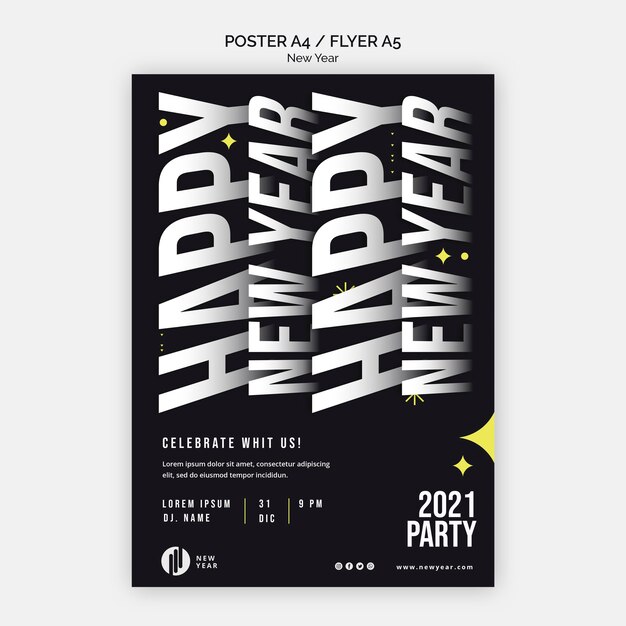 Vertical Poster Template for New Year Party – Free Download