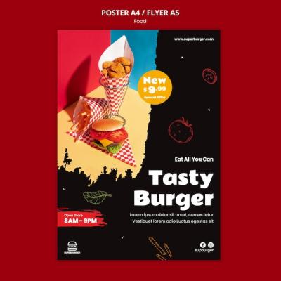 Tasty Burger Poster Template – Free Download, Download Free Stock Photo