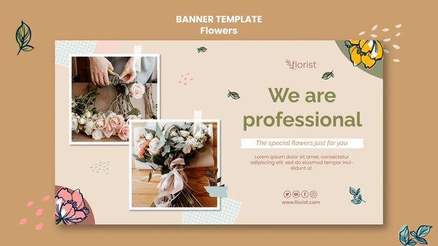 Flower Banner Template Design – Free Download