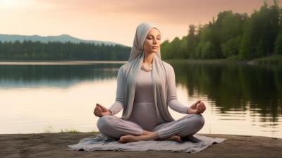 Beautiful Muslim Woman Practicing Yoga by the Lakeside – Free Stock Photo, Download Free