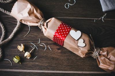 Caramel-Shaped Brown Package with Hearts – Free Stock Photo for Download