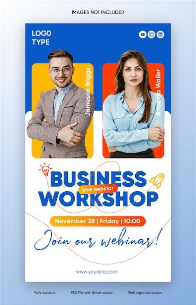 Social Media Banner Template for Business Workshop Webinars – Free Download