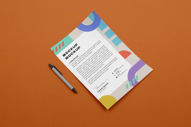 Top View Letterhead Mockup – Free Download