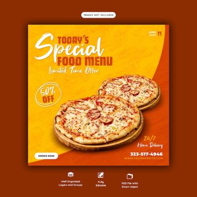 Delicious Pizza Social Media Banner Template – Free Download