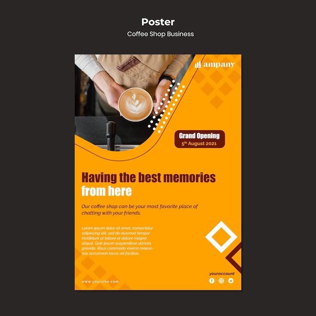 Coffee Shop Business Poster Design Template – Download Free Stock Photo