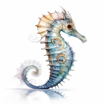 A Drawing of a Seahorse with Unique Blue and Gold Eyes – Free Stock Photo for Download