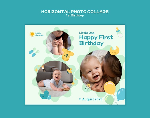 Flat Design 1st Birthday Template – Free Download for Stunning Celebrations