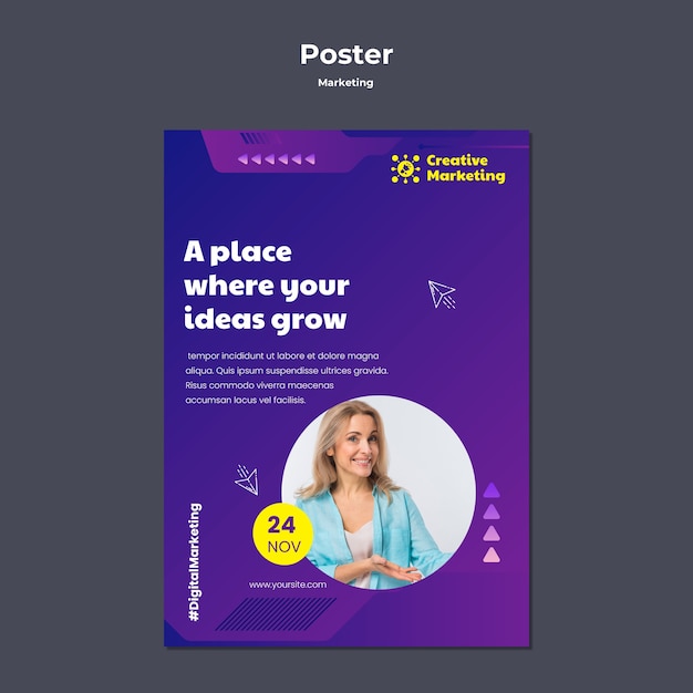 Gradient Marketing Poster Template Design – Download Free Stock Photo