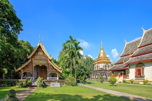 Chapel and Golden Pagoda at Wat Chiang Man in Chiang Mai, Thailand – Free Download