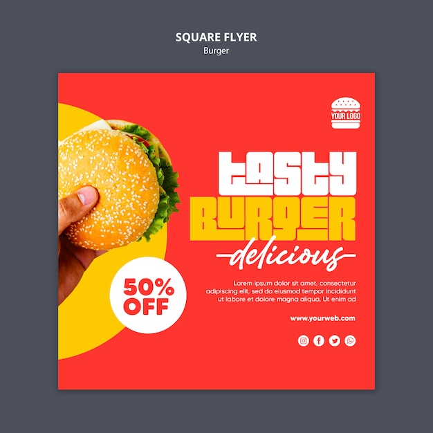 Burger Concept Square Flyer Template – Free Download