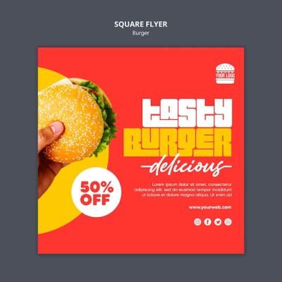 Burger Concept Square Flyer Template – Free Download