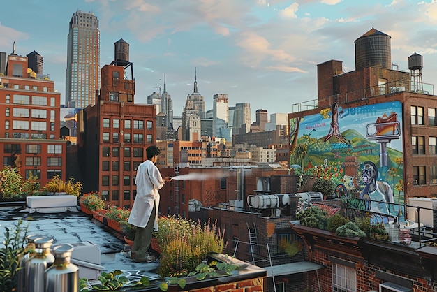 Scientist Conducting Research in a City Rooftop Lab – Free Stock Photo, Download for Free